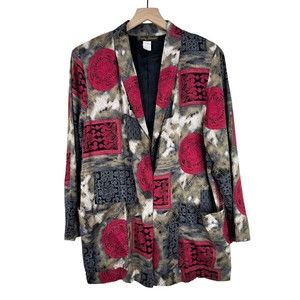 Vintage 80’s Emily Adams Abstract Print Blazer Rayon Made in USA Women's Size 1X